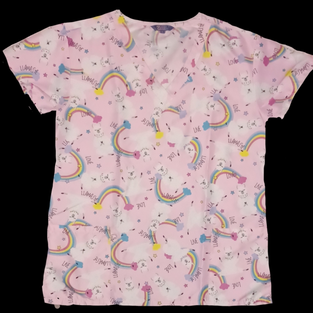 💴 Llamas & Rainbows Scrub Top by Zikit